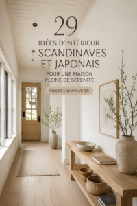 Espace intérieur lumineux avec une décoration inspirée du style scandinave et japonais, apportant une atmosphère apaisante.