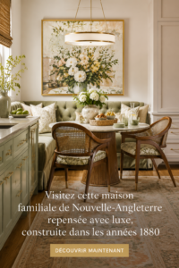 Photo d'une maison familiale rénovée en Nouvelle-Angleterre, mélange de charme victorien et de confort moderne.