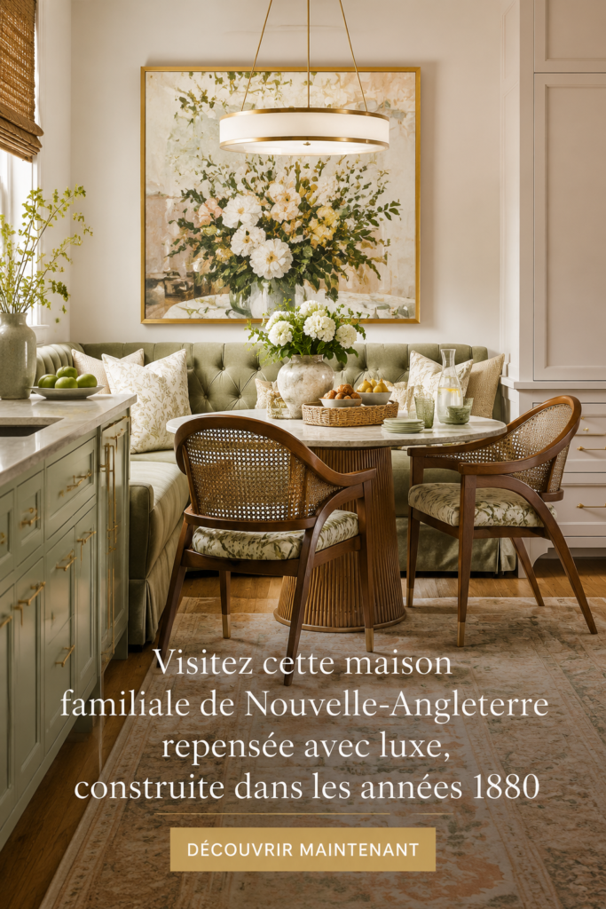 Photo d'une maison familiale rénovée en Nouvelle-Angleterre, mélange de charme victorien et de confort moderne.