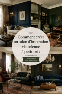 Salon victorien décoré avec des meubles vintage et des couleurs chaudes