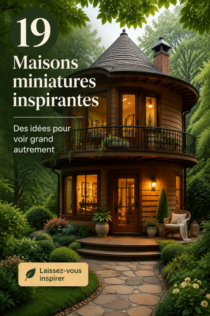 Design chaleureux d'une tiny house moderne en bois entourée de verdure.