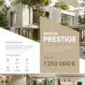 Une brochure immobilière au design attractif présentant une maison en vente.