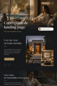 Maquette de landing page pour site immobilier de luxe