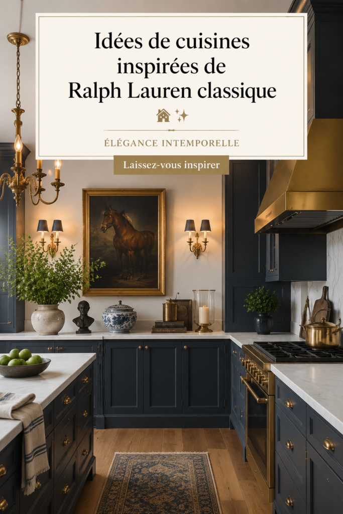 Cuisine inspirée par Ralph Lauren avec des détails raffinés et des couleurs neutres.