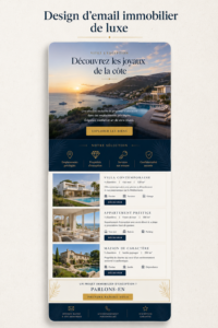 Exemple d'un design d'email immobilier élégant et professionnel