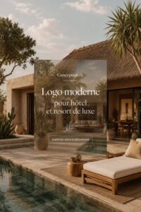 Logo moderne d'un hôtel de luxe avec design minimaliste et élégant.