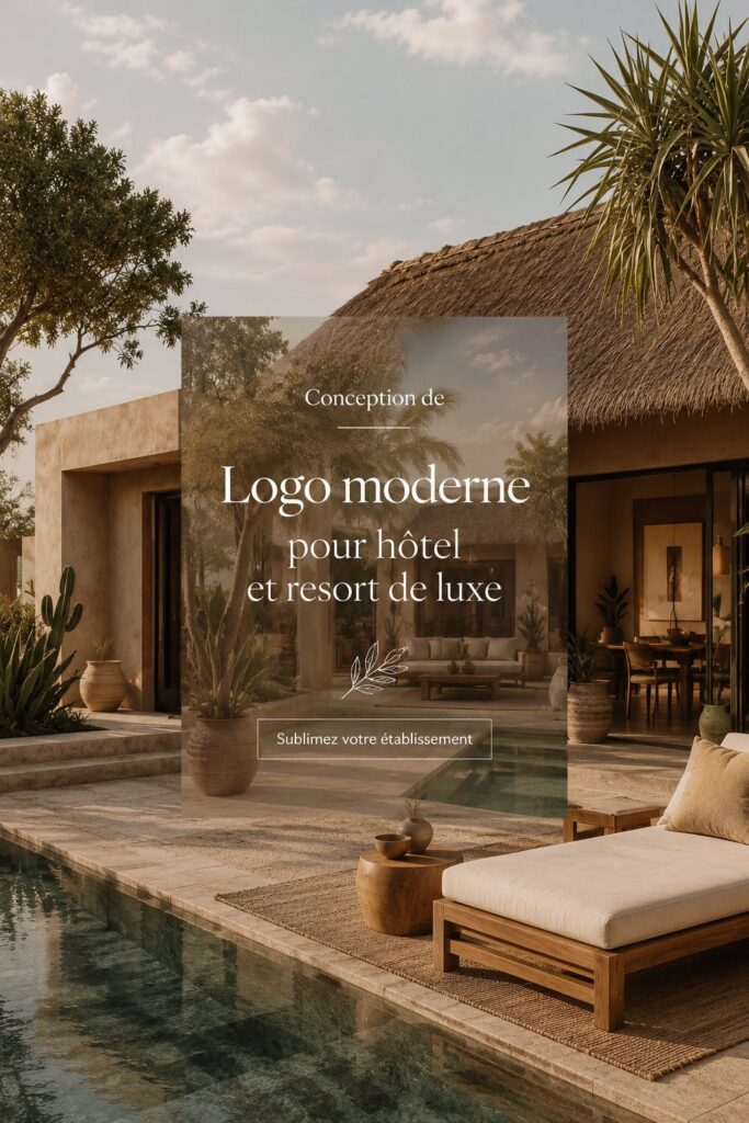 Logo moderne d'un hôtel de luxe avec design minimaliste et élégant.