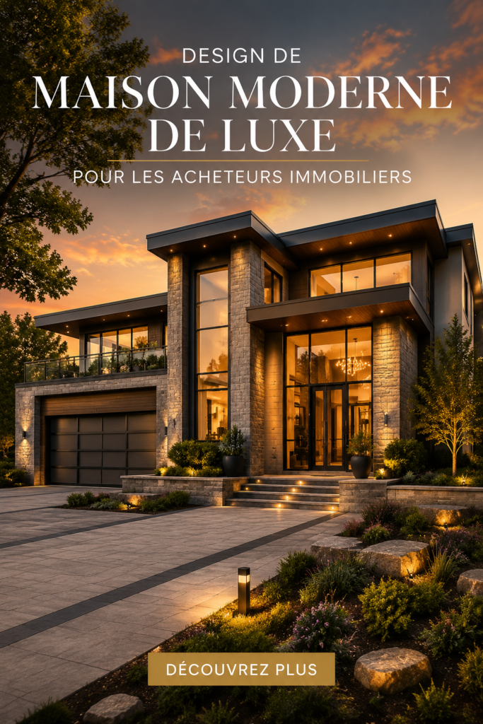 Maison moderne en architecture luxueuse avec des lignes épurées et un grand espace vert