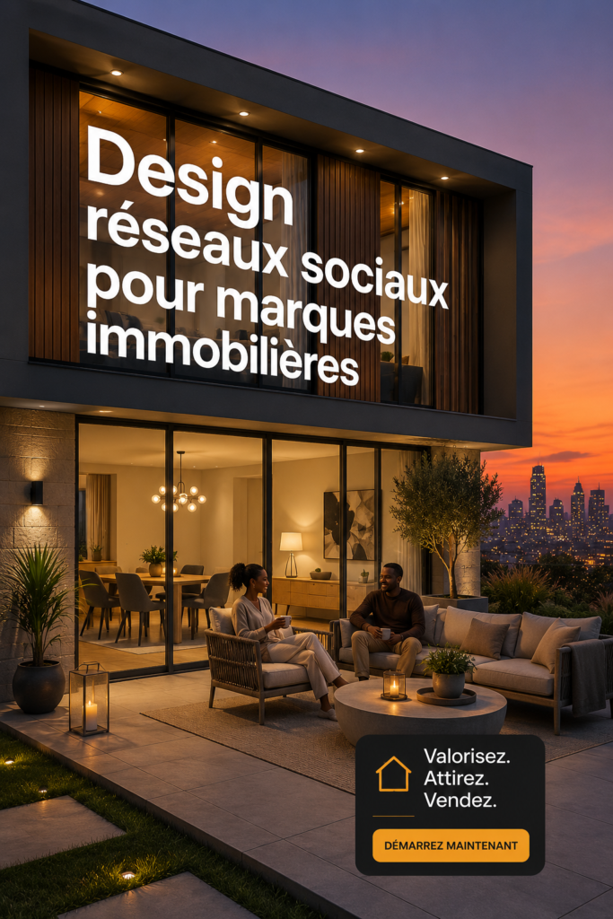 Exemple de design pour une marque immobilière attirante et professionnelle.