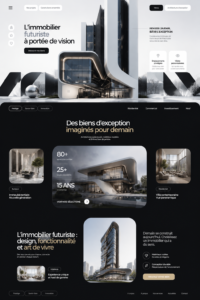 Un aperçu d'un design moderne pour une page d'accueil immobilière, élégant et fonctionnel.