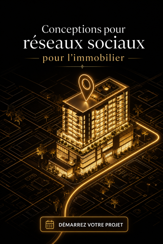 Visuel attractif d'un design de médias sociaux pour une agence immobilière
