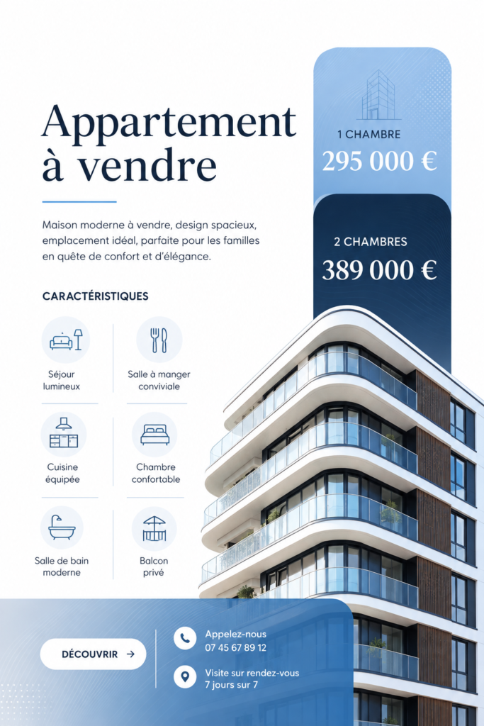 Flyer immobilier coloré et attractif conçu pour Instagram