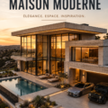 Une grande maison moderne avec une façade élégante et des espaces verts autour