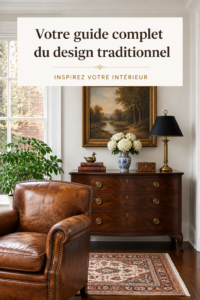Un intérieur chaleureux et traditionnel avec des meubles en bois et des couleurs douces.
