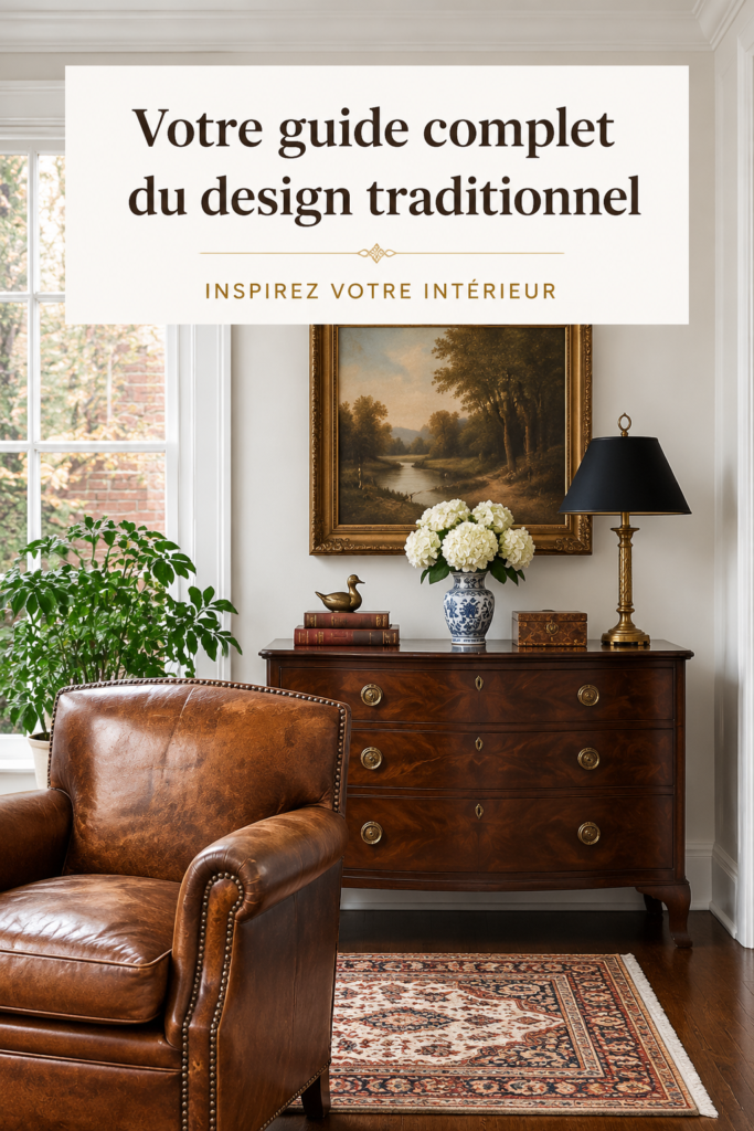 Un intérieur chaleureux et traditionnel avec des meubles en bois et des couleurs douces.