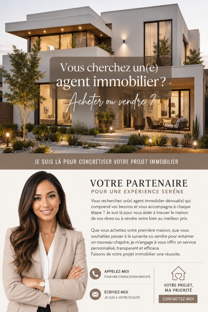 Un exemple de flyer immobilier professionnel en pleine présentation.