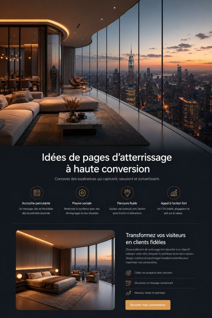 Concept de page d'atterrissage efficace avec éléments visuels attractifs