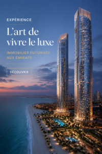 Vue extérieure d'une maison de luxe futuriste aux Émirats.