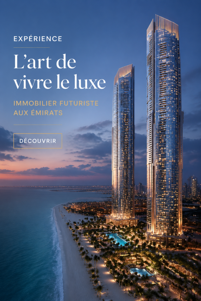 Vue extérieure d'une maison de luxe futuriste aux Émirats.