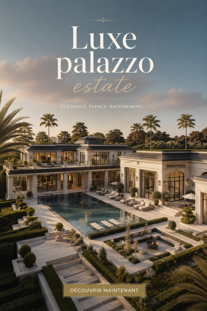 Image d'un élégant palazzo en plein soleil, symbolisant le luxe immobilier.