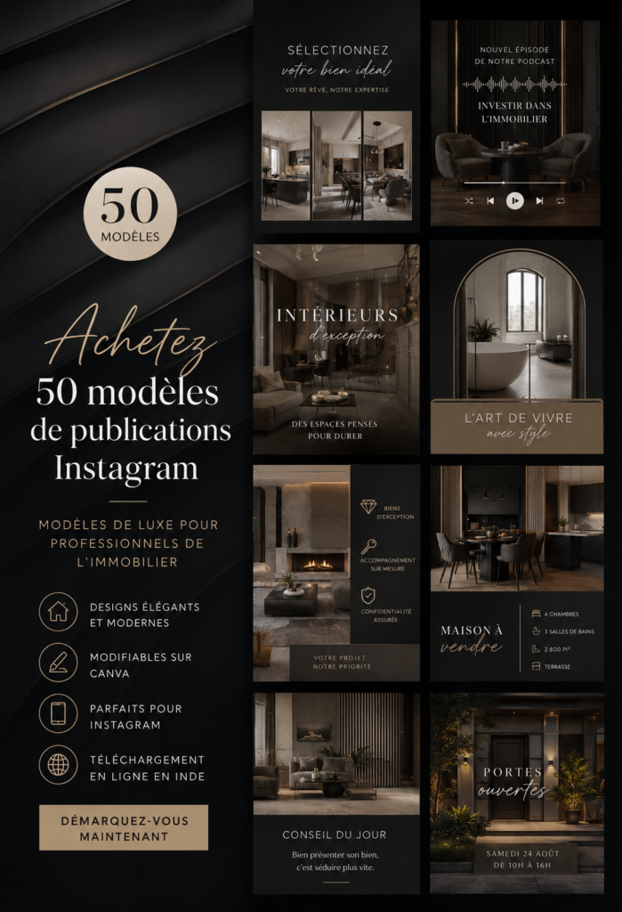 Exemple de modèles Instagram pour agents immobiliers avec Canva