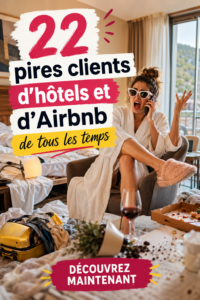 Une illustration d'une réception d'hôtel avec des clients aux comportements surprenants.