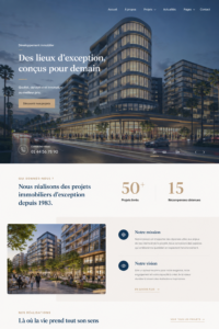 Un aperçu d'un site immobilier chaleureux utilisant un thème WordPress moderne.