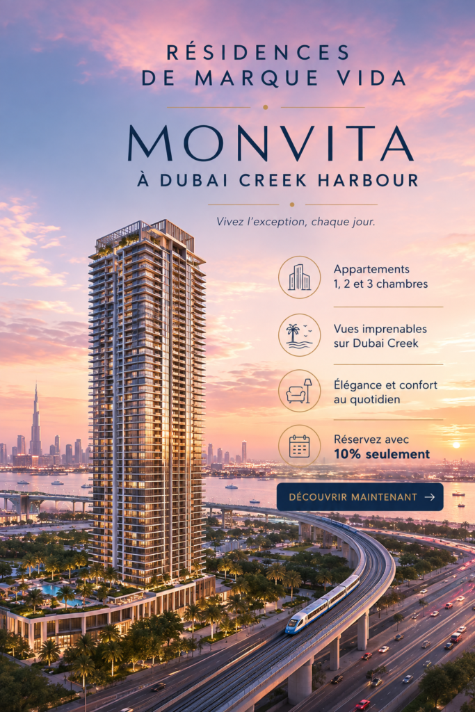 Vue extérieure des Vida Branded Residences à Dubaï, un ensemble moderne et luxueux.