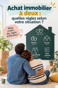 Couple heureux regardant des maisons à vendre, représentant leur projet immobilier