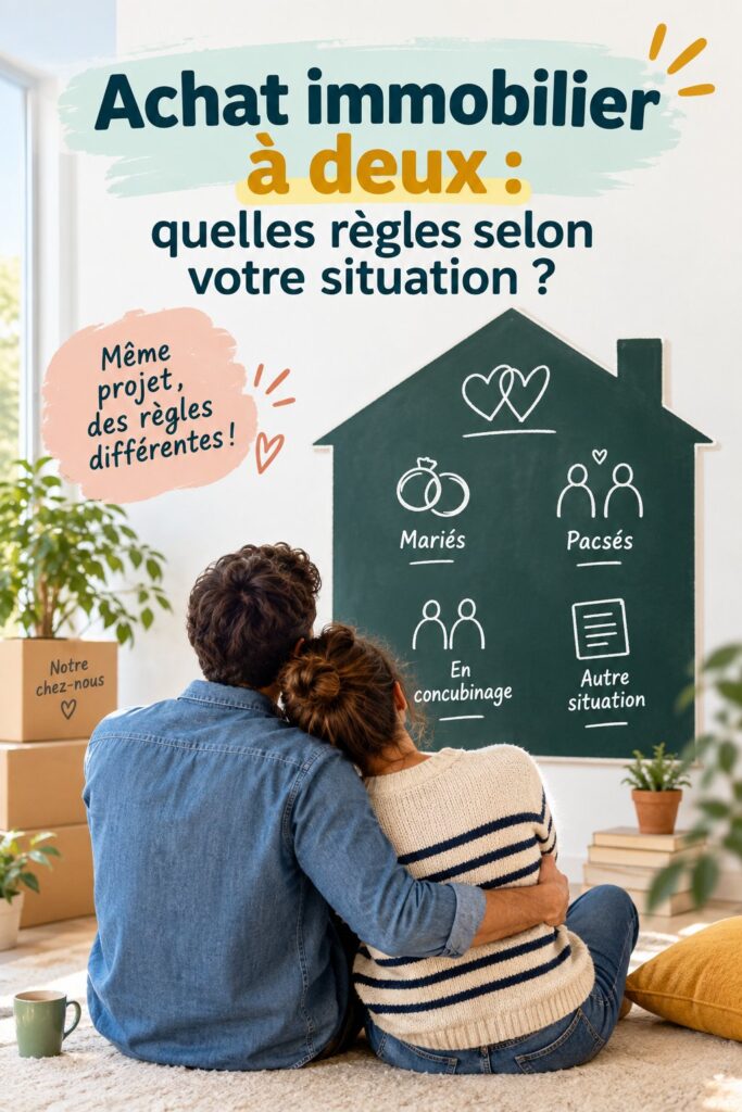 Couple heureux regardant des maisons à vendre, représentant leur projet immobilier