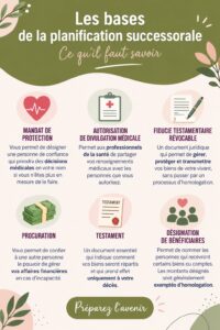 Image d'une femme réfléchissant à la planification successorale entourée de documents