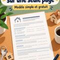 Modèle de contrat de location simplifié sur un bureau avec des fournitures d'écriture