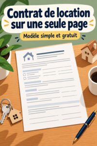 Modèle de contrat de location simplifié sur un bureau avec des fournitures d'écriture