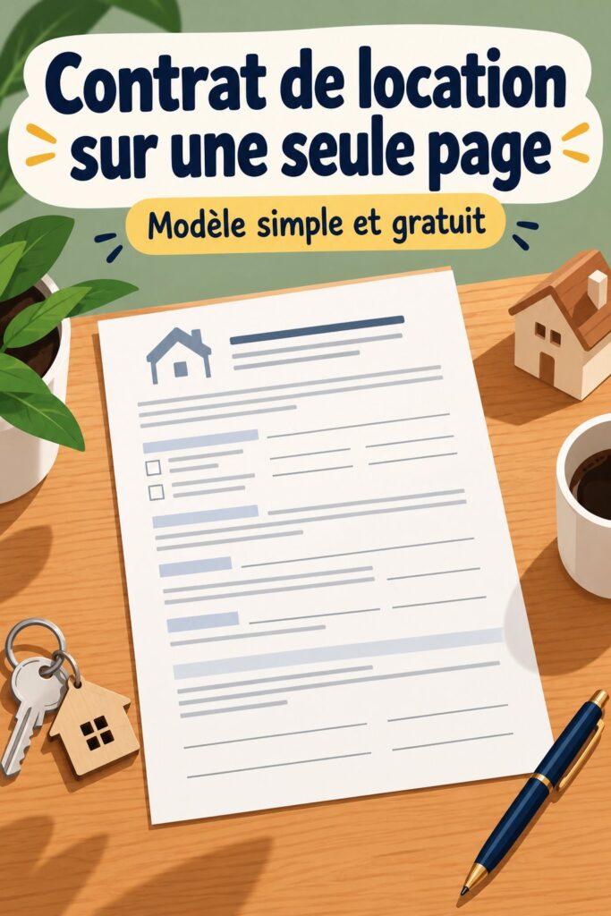 Modèle de contrat de location simplifié sur un bureau avec des fournitures d'écriture