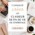 Photo d'un classeur rangé avec des documents de patrimoine à l'intérieur.
