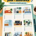 Une femme souriante tenant un document avec un inventaire de maison pour son assurance.