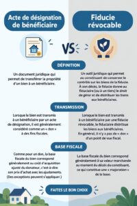 Illustration montrant une femme réfléchissant à la gestion de son patrimoine entre Deed et Trust.