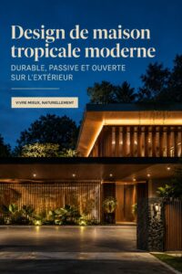 Maison tropicale moderne intégrant durabilité et design ouvert.
