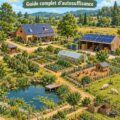 Femme tranquille sur son homestead de 3 acres avec plantes et arbres.