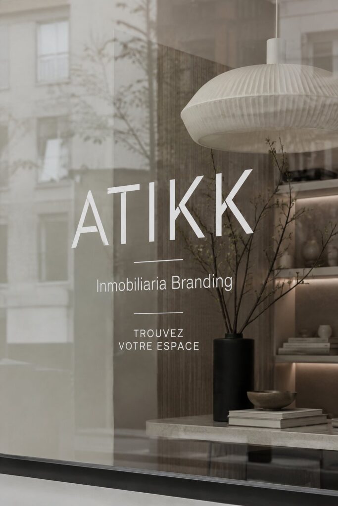 Image d'une agence immobilière au design attrayant mettant en avant un branding réfléchi.
