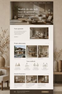 Modèle de site web élégant pour stylistes d'intérieur en tons chauds