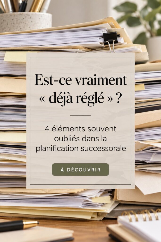Un document de planification successorale en cours de révision, symbolisant l'importance de la préparation.