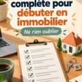 Une femme regardant une checklist pour débuter en immobilier, pleine de confiance
