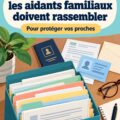 Image illustrant des documents administratifs avec un ordinateur et un classeur, représentant le travail des aidants familiaux