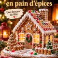 Maison en pain d'épices joliment décorée pour les fêtes