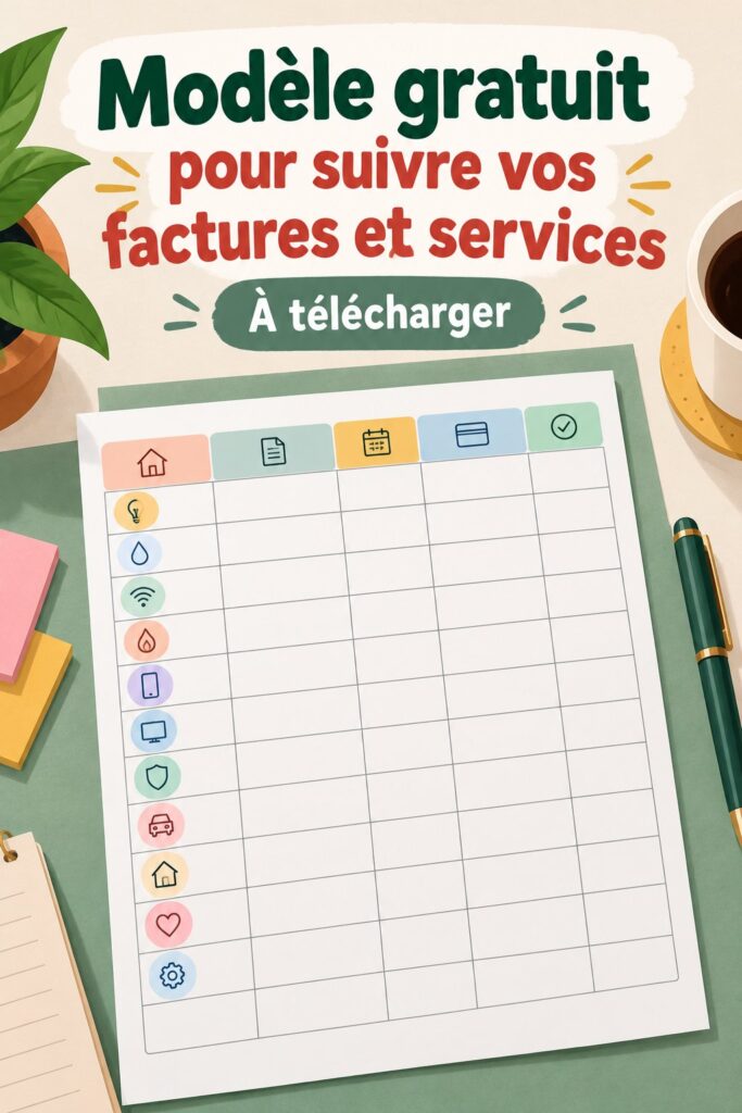 Modèle de suivi des factures dans un environnement lumineux et organisé