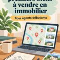 Une femme agent immobilier regardant des documents devant une maison à vendre, symbolise le début de sa carrière.